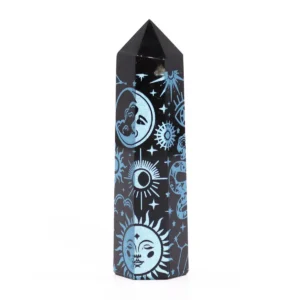 Svart obsidianspets med blå stjärnmotiv cirka 9 cm - produktbild 8
