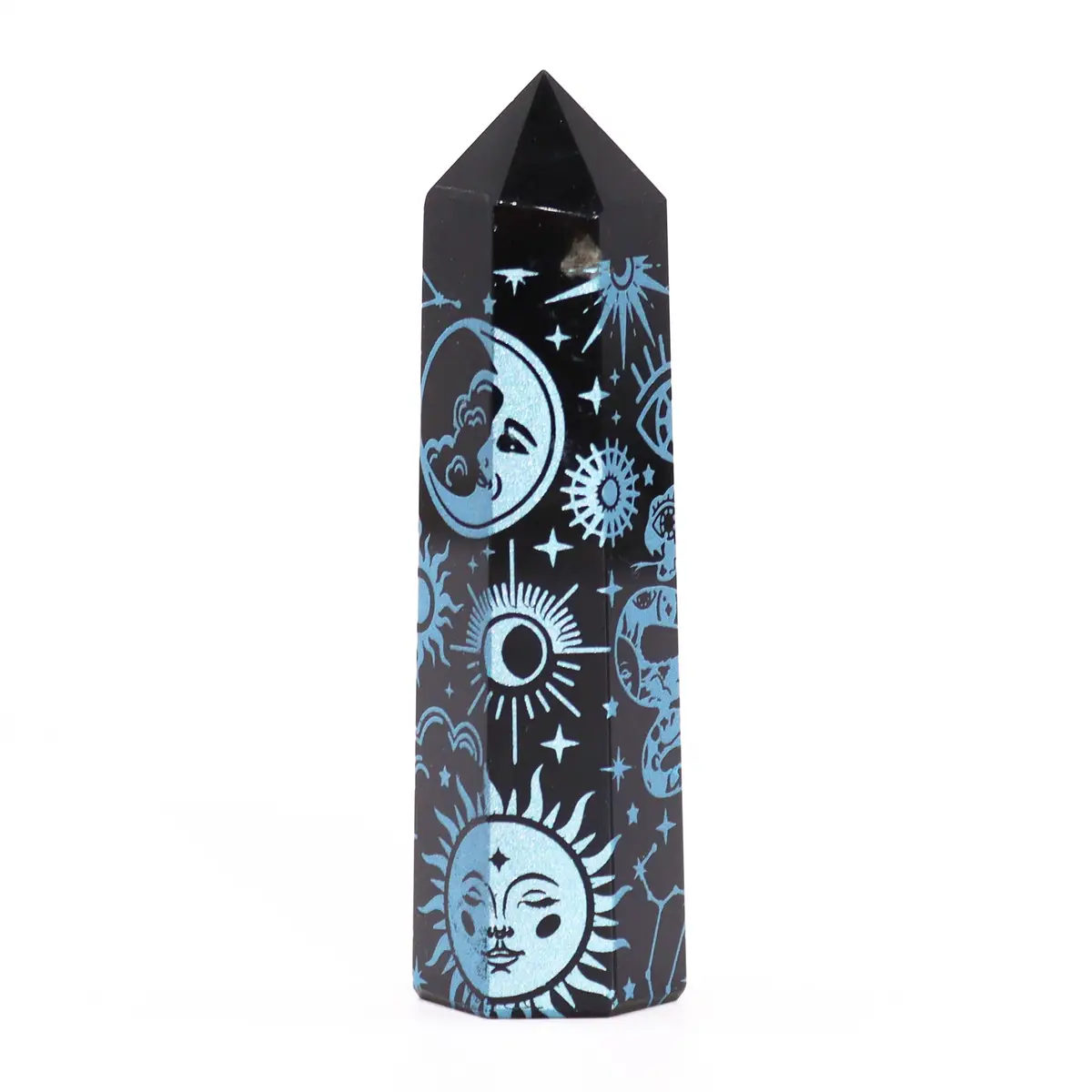 Svart obsidianspets med blå stjärnmotiv cirka 9 cm - produktbild 8