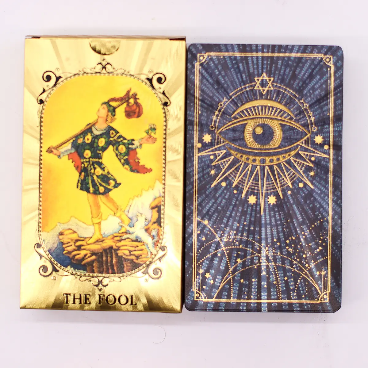 Tarotkort med blått och guldfolie – All Seeing Eye med bok - produktbild 7