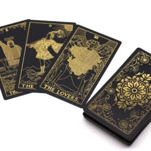 Tarotkort med guldfolie och guidebok i presentask - produktbild 3