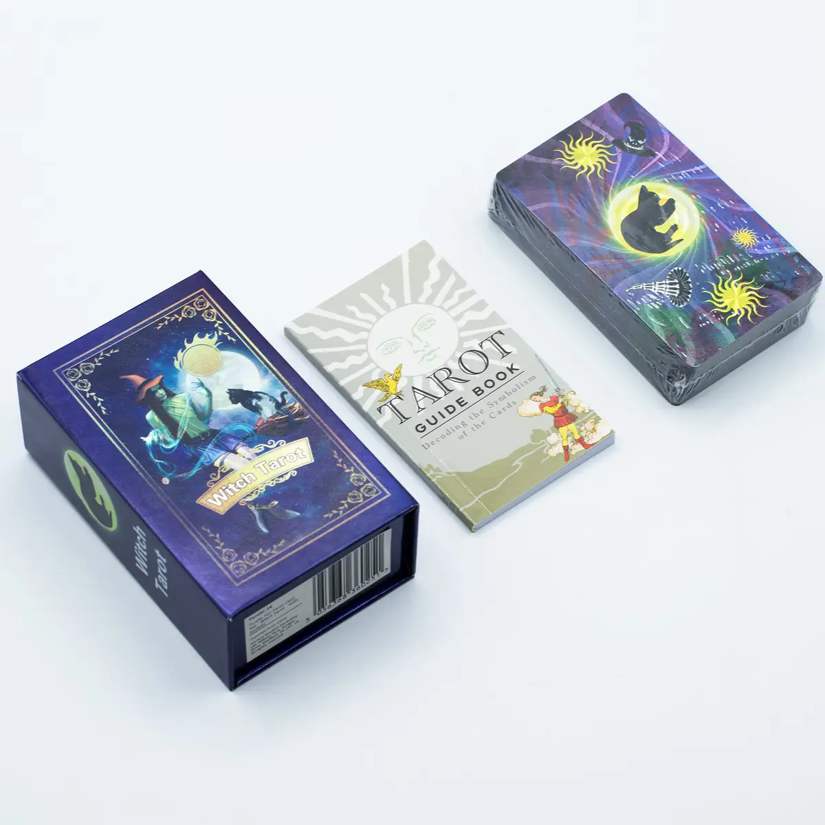 Tarotkort med häxmotiv och lila folie, komplett set - produktbild 2