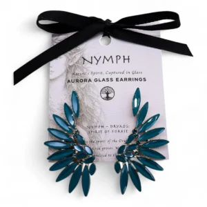 Teal Green vintage glasörhängen med änglavingar - produktbild 5