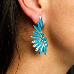 Teal Green vintage glasörhängen med änglavingar - produktbild 6