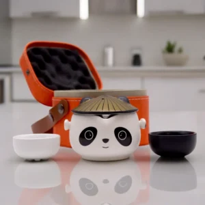 Tekannaset med panda och två koppar i resefodral - produktbild 2