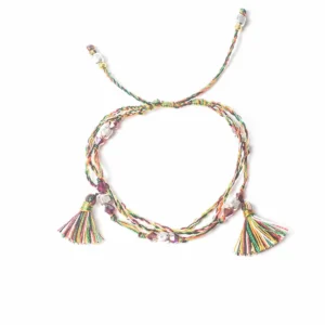 Färgglatt justerbart Temple-armband med tofsar och pärlor