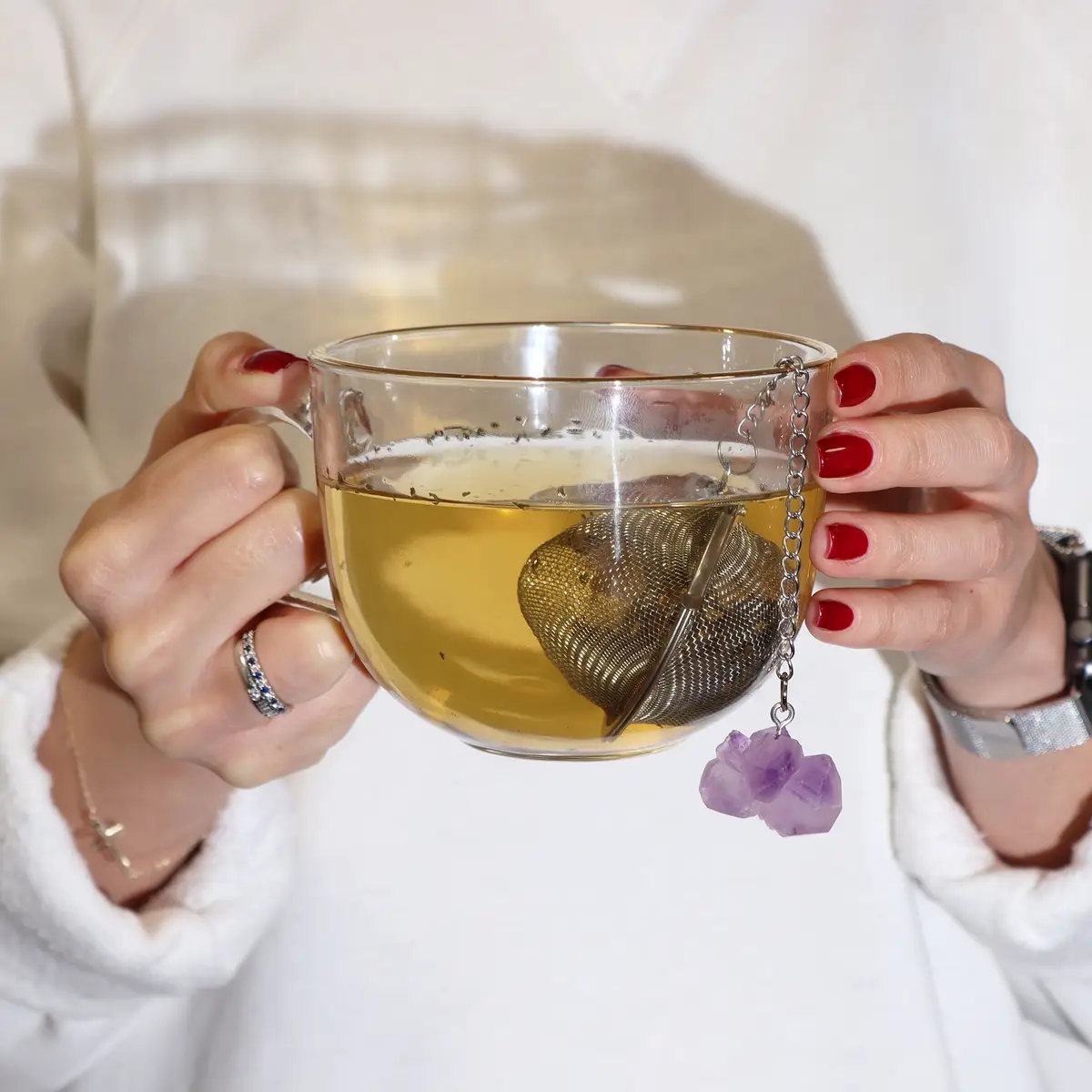 Tesil med rå rökkvarts och ädelsten - produktbild 7