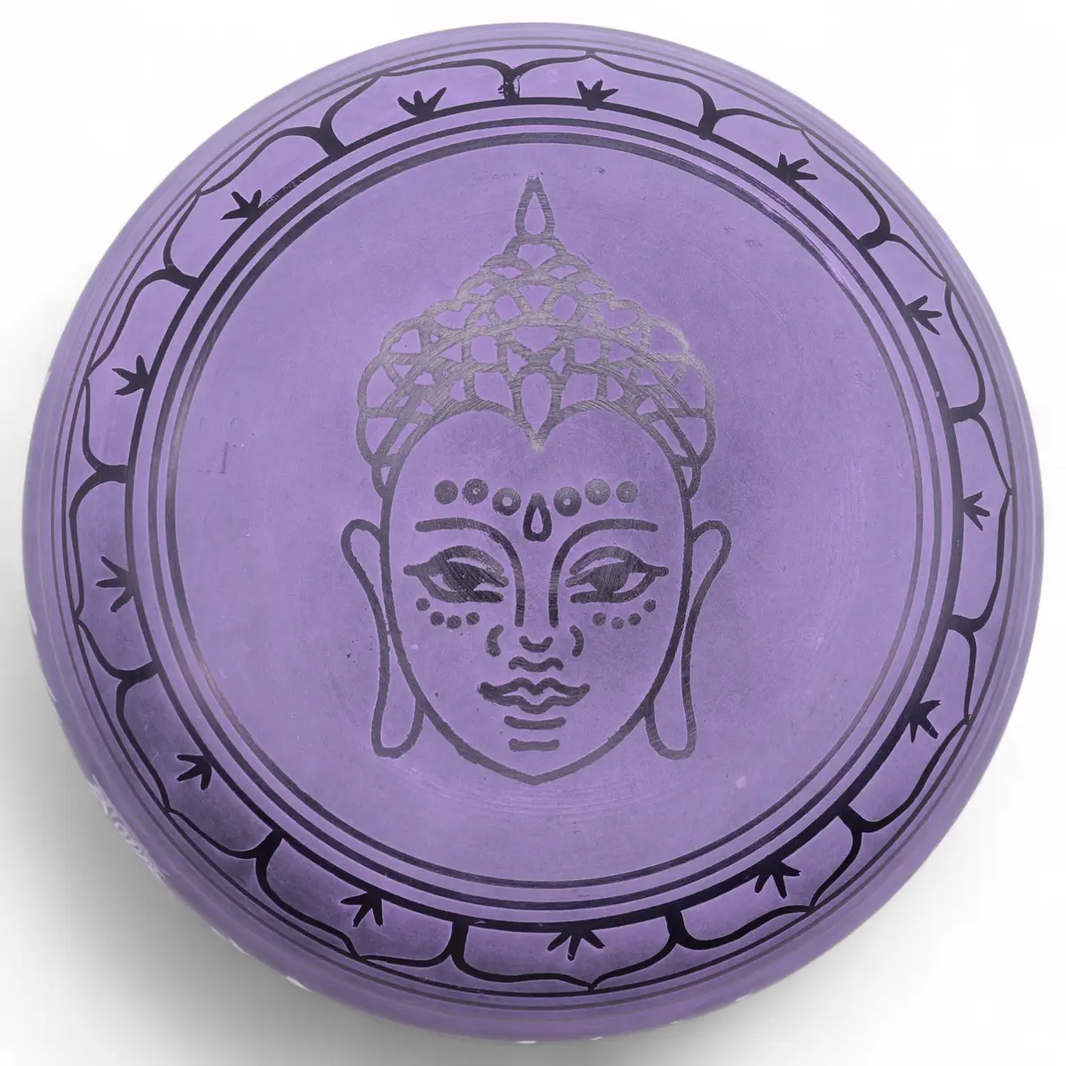 Tibetansk klangskål Extra Loud med svampmotiv, lila (23x10,5 cm, 1,3 kg) - produktbild 10