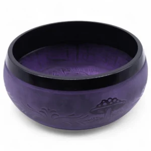 Tibetansk klangskål Extra Loud med svampmotiv, lila (23x10,5 cm, 1,3 kg) - produktbild 2