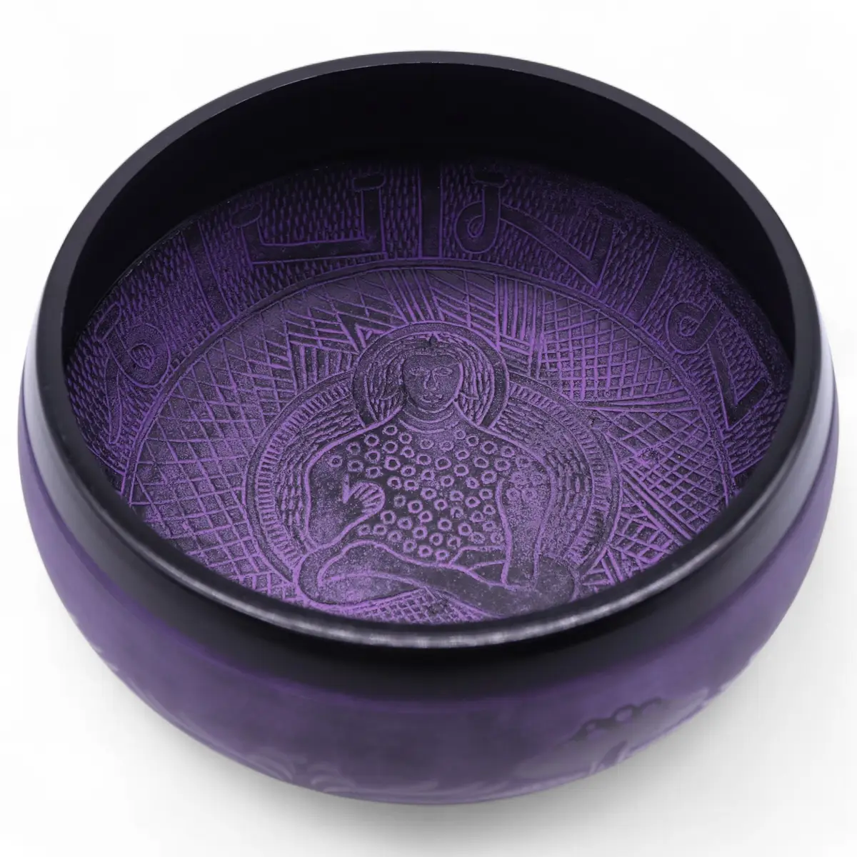 Tibetansk klangskål Extra Loud med svampmotiv, lila (23x10,5 cm, 1,3 kg) - produktbild 4