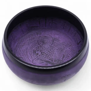 Tibetansk klangskål Extra Loud med svampmotiv, lila (23x10,5 cm, 1,3 kg) - produktbild 9