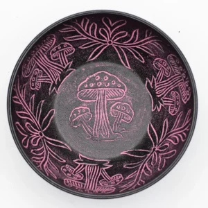Tibetansk klangskål i aluminium med svampmotiv, 20 cm - produktbild 3