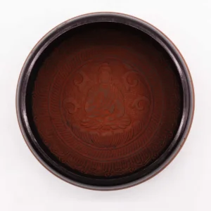 Tibetansk klangskål i jordpulver med Clay Om Buddha-motiv 16 cm - produktbild 3