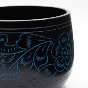 Tibetansk klangskål i kittelstil med blå svampmotiv 15 cm - produktbild 2