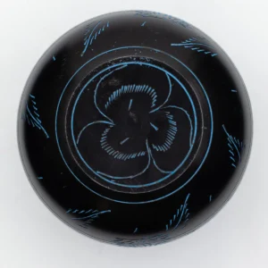 Tibetansk klangskål i kittelstil med blå svampmotiv 15 cm - produktbild 4