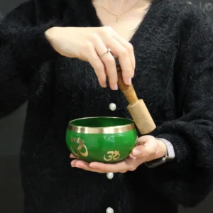 Tibetansk klangskål med kudde och klubba, svart och orange 10,7 cm - produktbild 9
