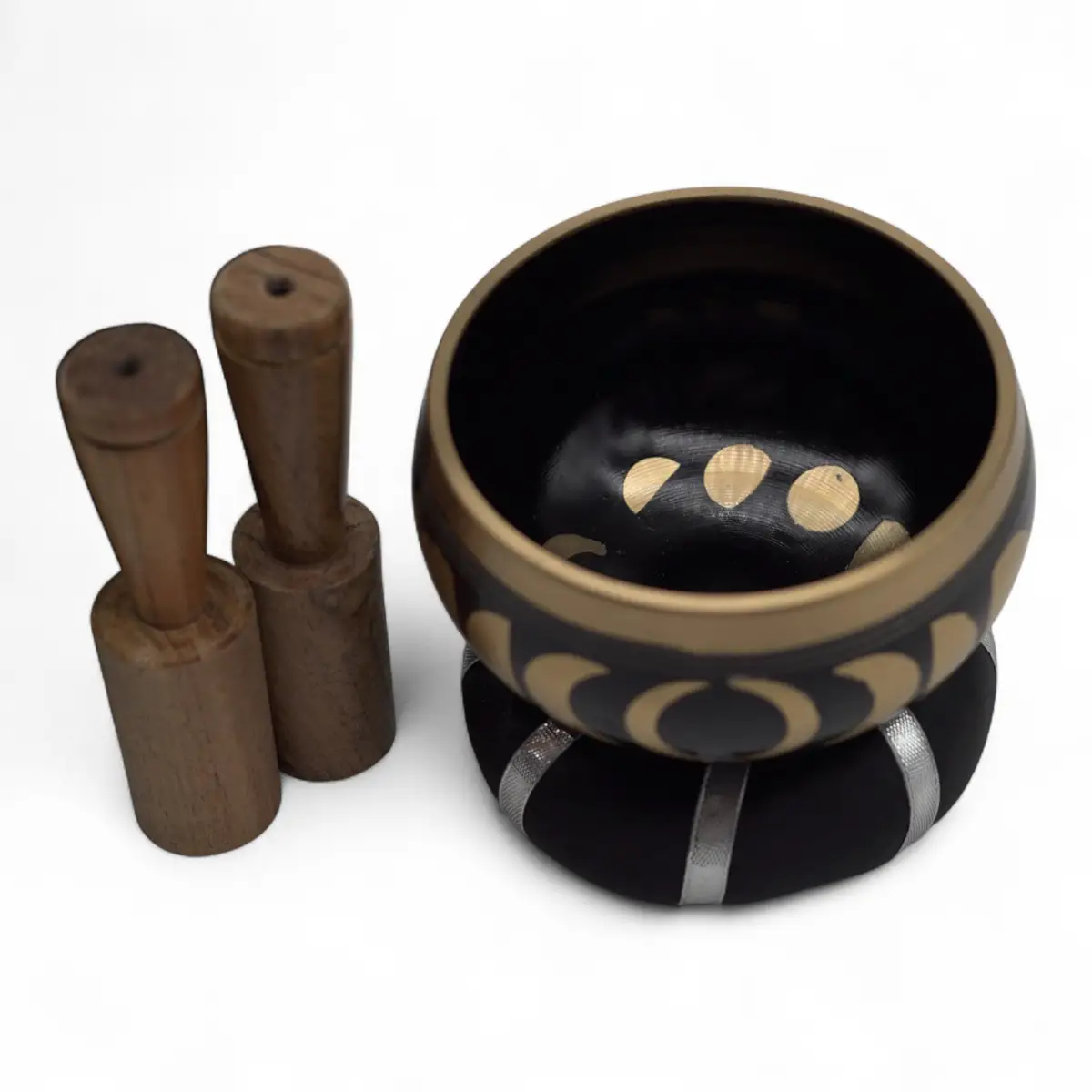 Tibetansk klangskål med månfasmotiv, svart 10,7 cm - produktbild 2
