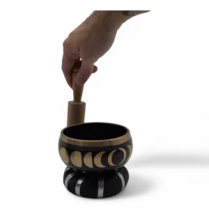 Tibetansk klangskål med månfasmotiv, svart 10,7 cm - produktbild 5