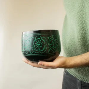 Tibetansk klangskål med svammmotiv i aluminium, 15 cm - produktbild 5
