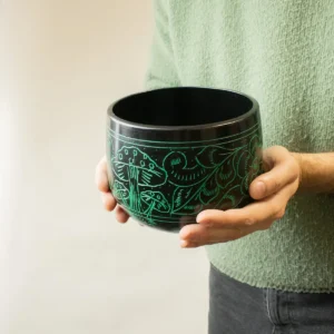 Tibetansk klangskål med svammmotiv i aluminium, 15 cm - produktbild 6
