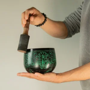 Tibetansk klangskål med svammmotiv i aluminium, 15 cm - produktbild 8
