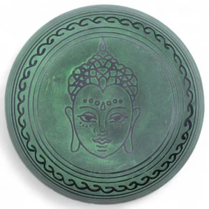 Tibetansk klangskål med svammmotiv, mossgrön, 23x10,5 cm - produktbild 7