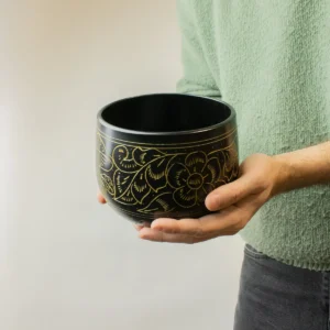 Tibetansk klangskål med svampmotiv, 15 cm - produktbild 3