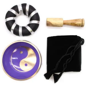 Tibetansk klangskål Yin & Yang med kudde och klubba 10,7 cm - produktbild 2