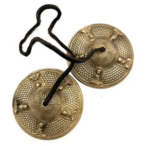 Tibetanska tingsha-klockor med fem buddhor, ca 9,5 cm - produktbild 2
