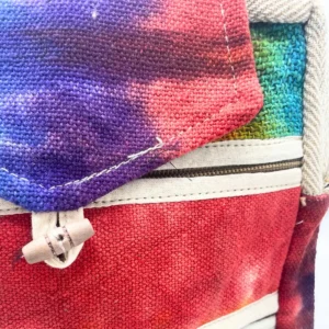 Tie-dye messengerväska i hampa och bomull med två dragkedjor och lock - produktbild 2