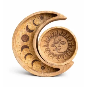 Träbrickor med sol- och månmotiv, set om 2 - produktbild 5