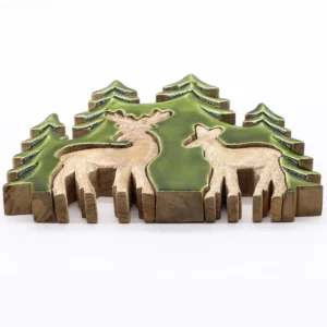 Trädekoration med två hjortar i skog 18x23 cm - produktbild 10