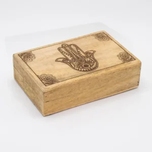 Trälåda med Hamsa-motiv 21,5x14x6,3 cm - produktbild 2