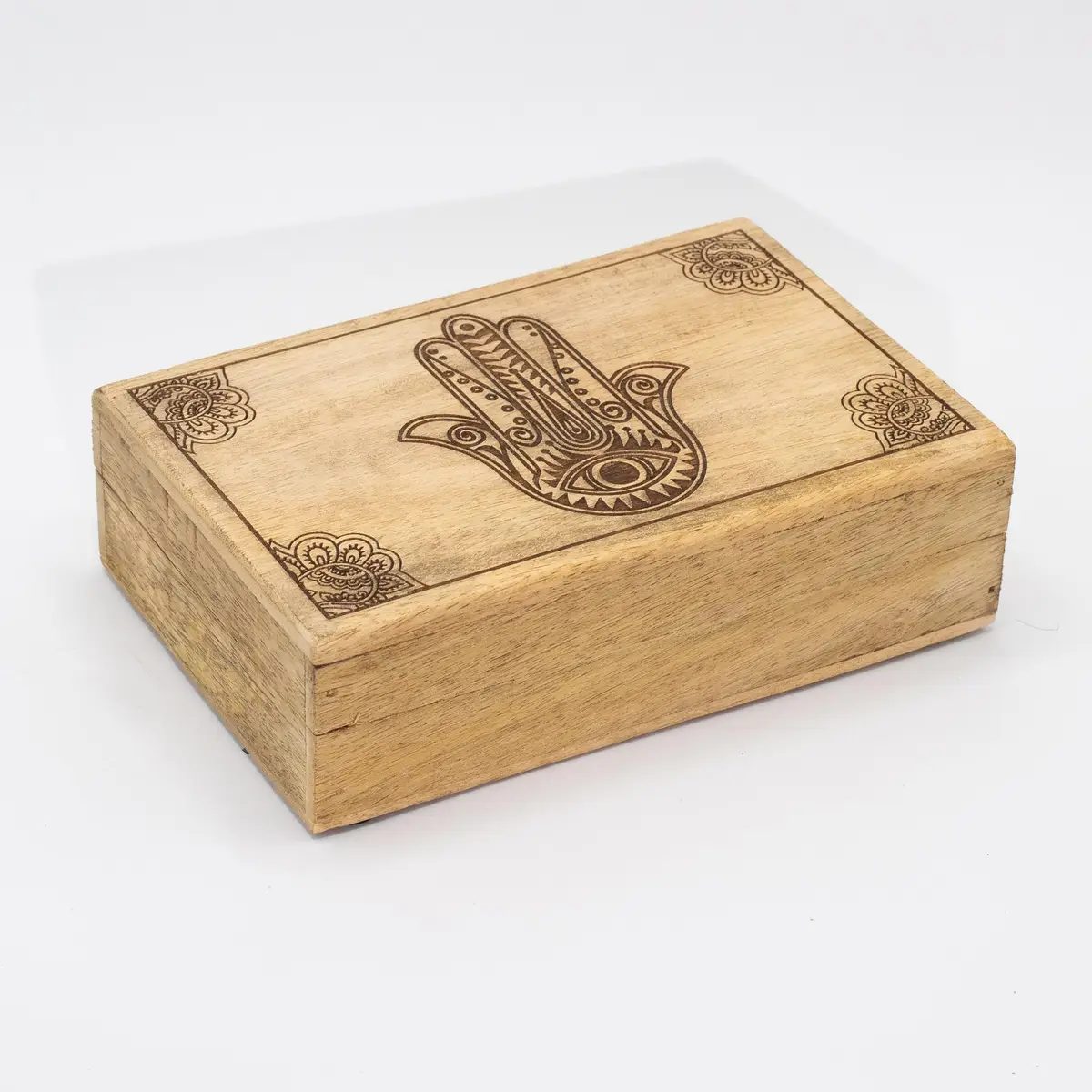 Trälåda med Hamsa-motiv 21,5x14x6,3 cm - produktbild 2