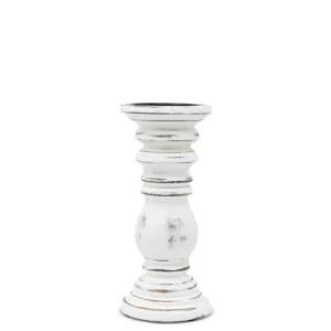 Vitlaserad träljusstake Classic Candle Stand med antik finish