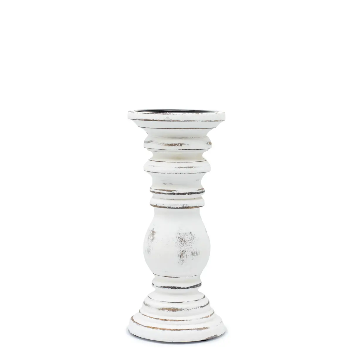 Vitlaserad träljusstake Classic Candle Stand med antik finish