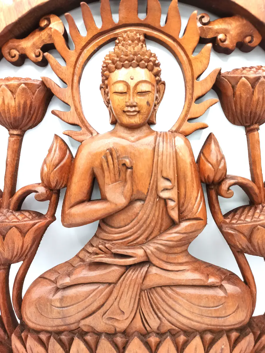 Träpanel Buddha och Lotus 40 cm - produktbild 2