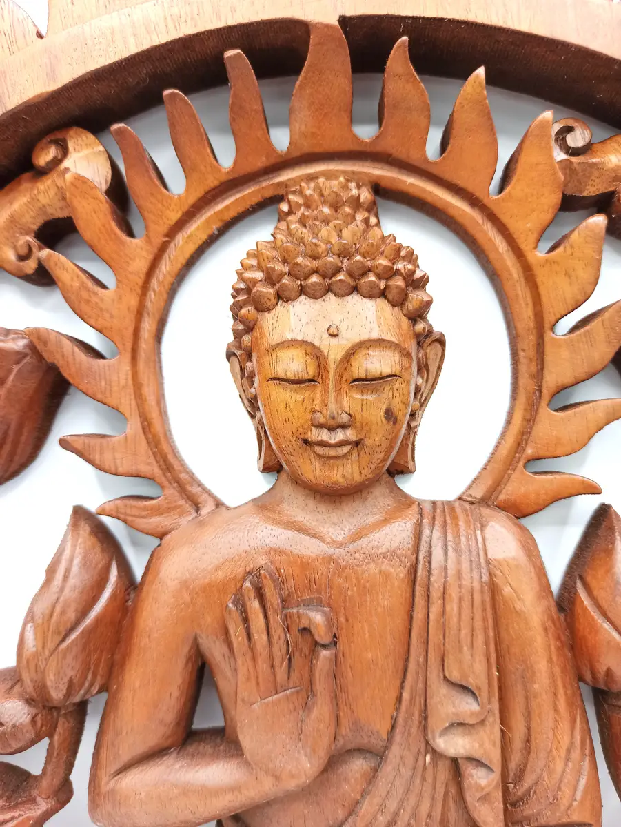 Träpanel Buddha och Lotus 40 cm - produktbild 3