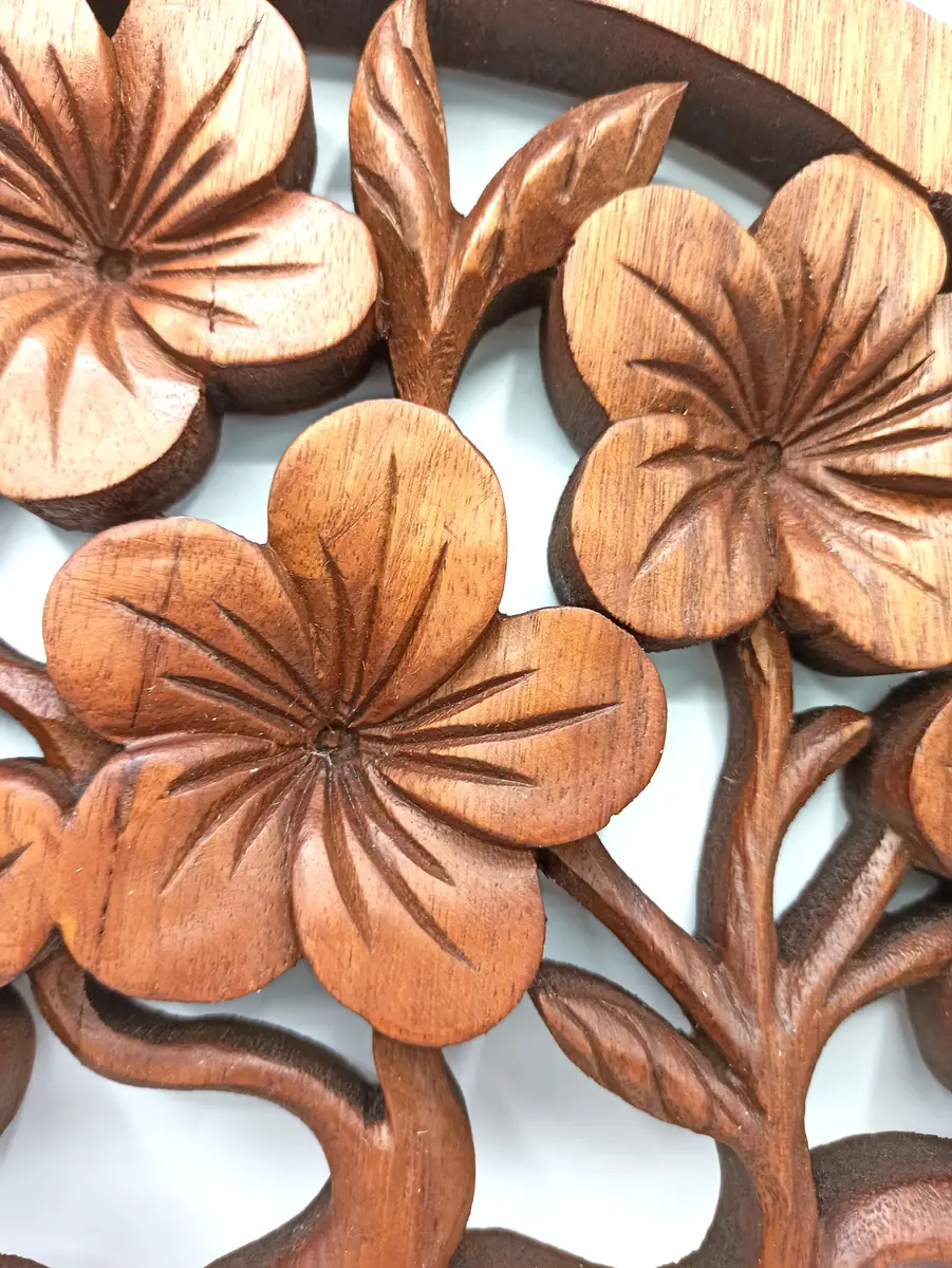 Träpanel Livets Träd med Frangipani 40 cm - produktbild 2