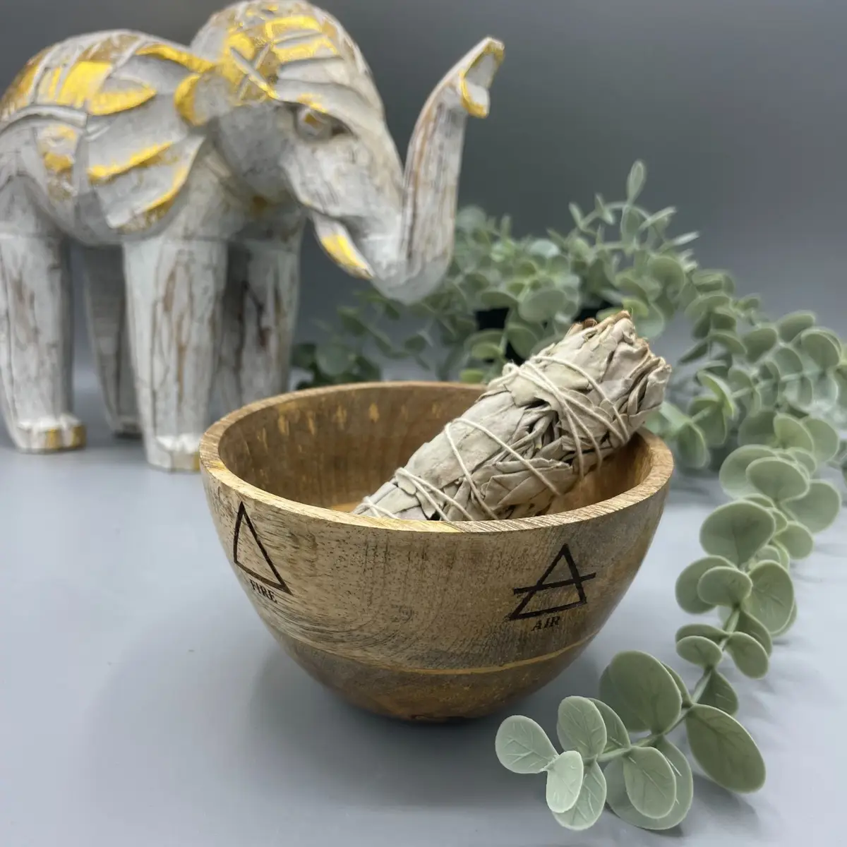 Träskål för rökelse och ritualer med fyra element 12x7 cm - produktbild 2