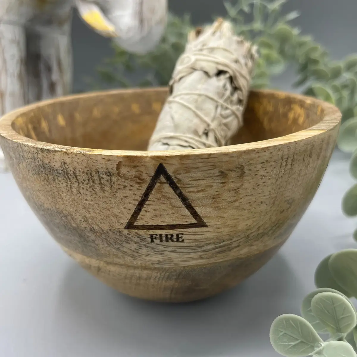 Träskål för rökelse och ritualer med fyra element 12x7 cm - produktbild 4