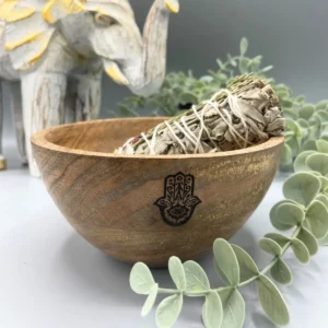 Träskål för rökelse och ritualer med Hamsa-motiv 14x7 cm - produktbild 2
