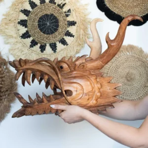 Träskulptur av drakhuvud 30 cm - produktbild 4