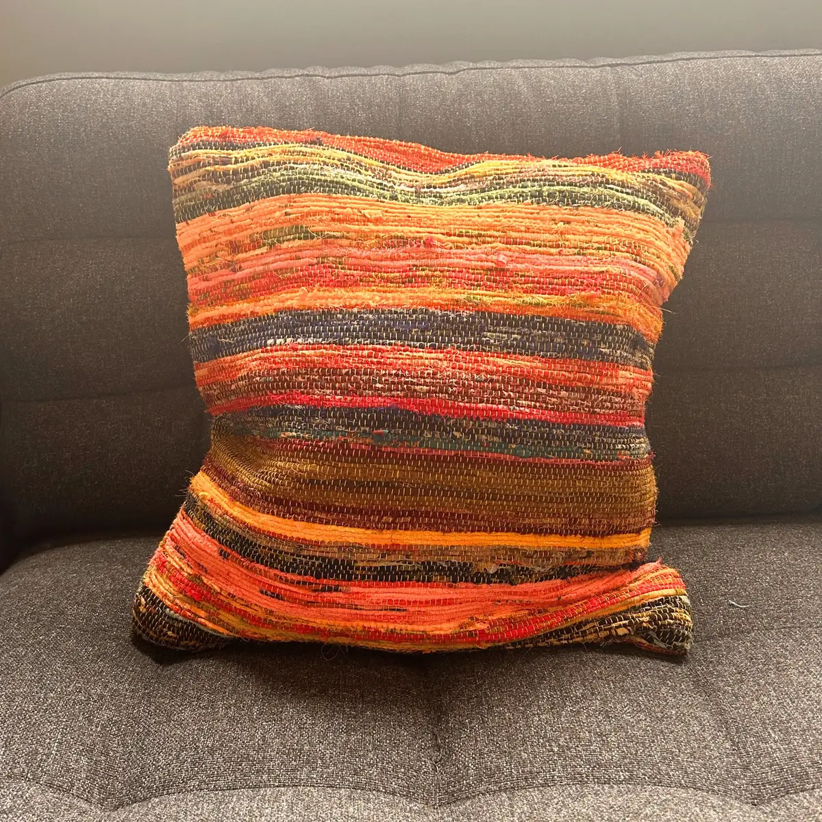 Trasmatteöverdrag till kudde 40x40 cm i soluppgångens orange toner - produktbild 2