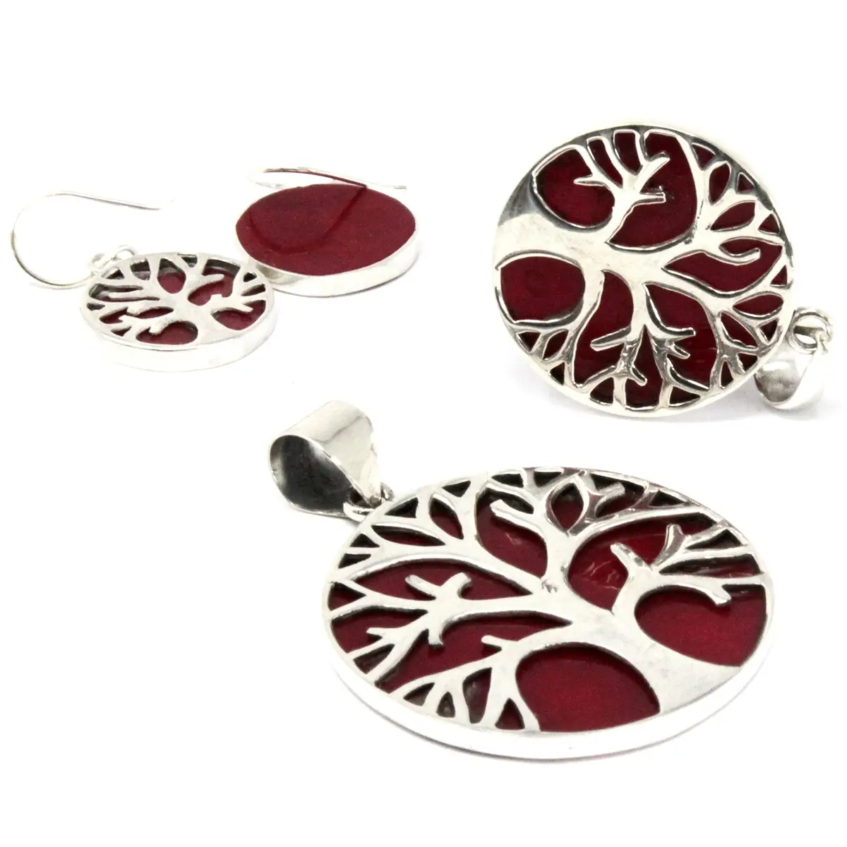 Tree of Life örhängen i 925 silver med koraleffekt, 15 mm - produktbild 5