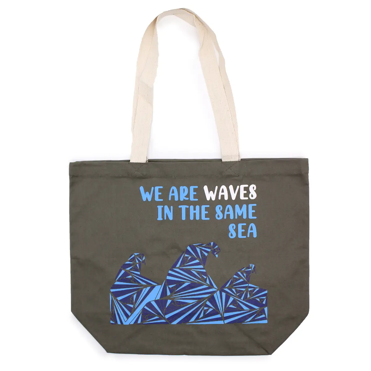 Tryckt bomullskasse We are Waves blå - produktbild 4