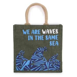 Tryckt juteväska med handtag We are Waves - produktbild 6