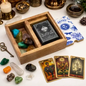 Tvådelad förvaringsbox för tarotkort med kortställ - produktbild 6