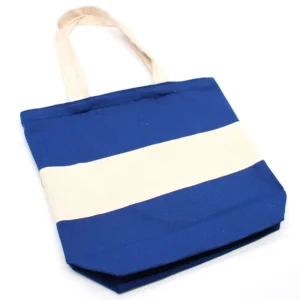 Tvåfärgad bomullspåse 38x42x12 cm blå och natur - produktbild 2