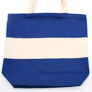 Tvåfärgad bomullspåse 38x42x12 cm blå och natur - produktbild 3
