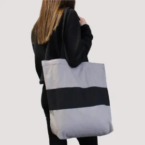 Tvåfärgad bomullspåse 38x42x12 cm grön och svart - produktbild 2